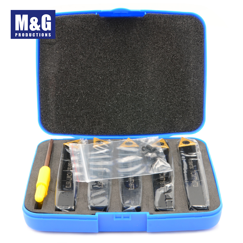 5 pcs Indexable Turning Tool Set 12MM With TiN Coated Inserts