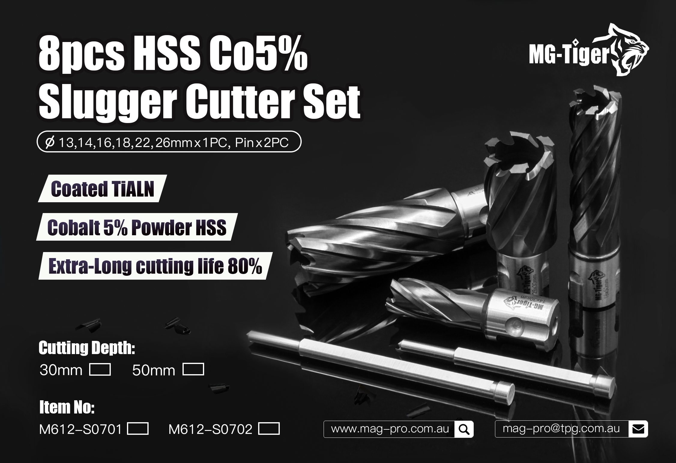 8pcs HSS Co5% Slugger Cutter Set