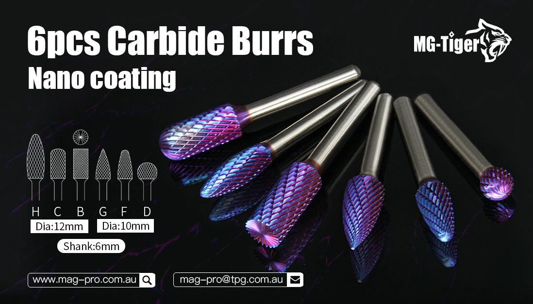 6pcs Carbide Burrs Nano coating