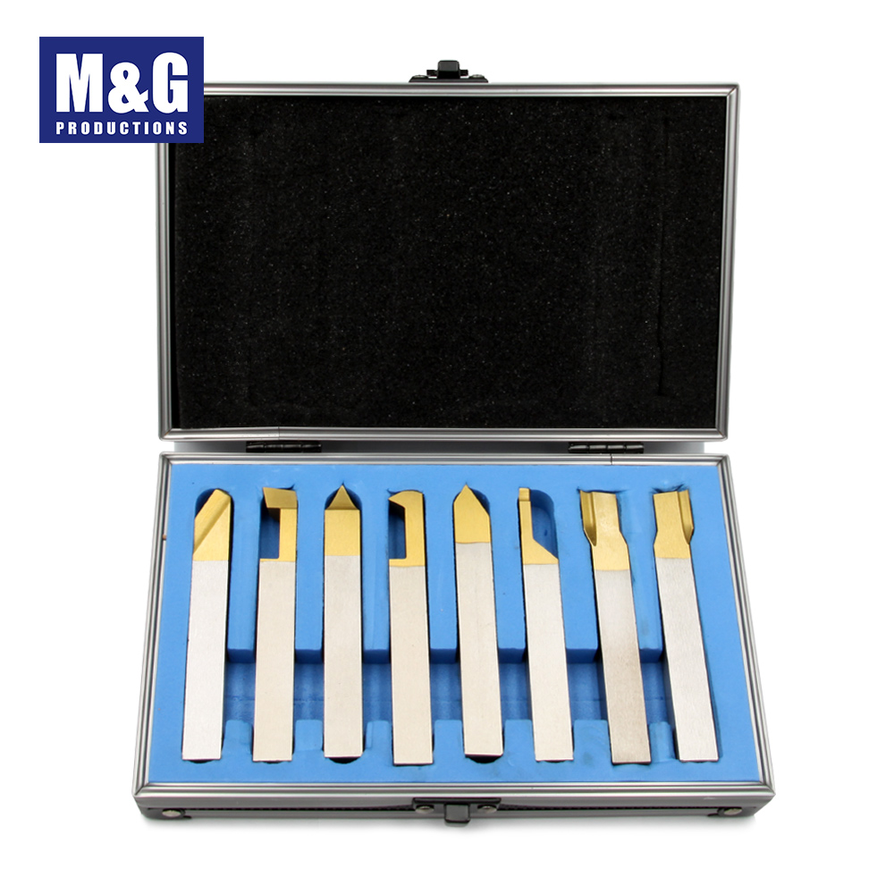 8PC Solid HSS Tool Turning Sets  TiN Coated